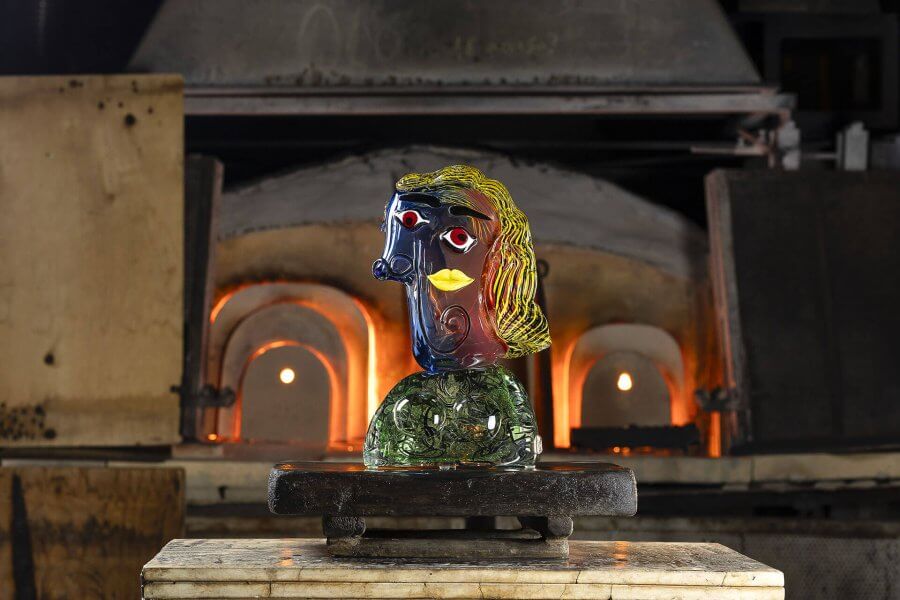 Glass Sculpture Woman in a green dress