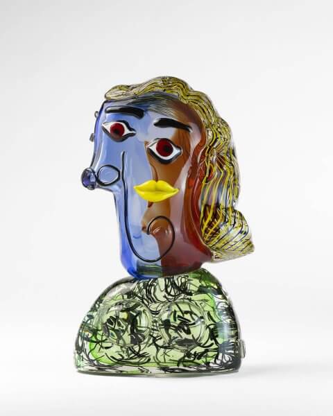 Glass Sculpture Woman in a green dress