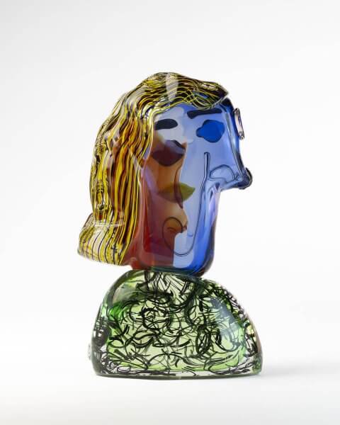 Glass Sculpture Woman in a green dress